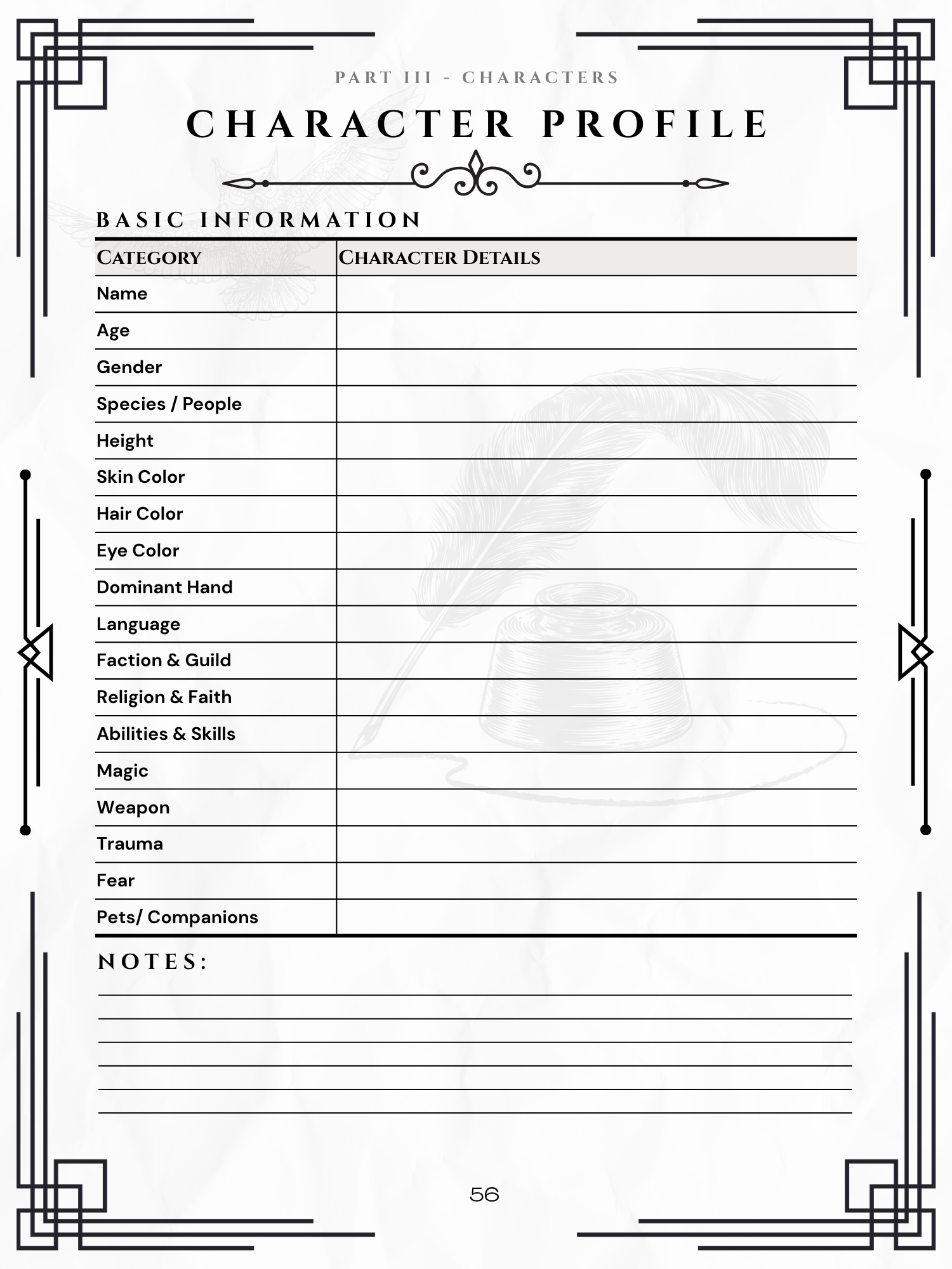 Character Profile aus The Author’s Grimoire